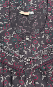 Grey Floral Spun Nighty. Flowy Spun Fabric | Laces and Frills