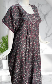 Grey Floral Spun Nighty. Flowy Spun Fabric | Laces and Frills