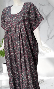 Grey Floral Spun Nighty. Flowy Spun Fabric | Laces and Frills