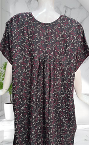 Grey Floral Spun Nighty. Flowy Spun Fabric | Laces and Frills