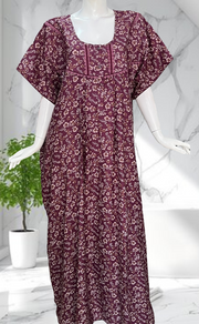Purple Floral Spun Nighty. Flowy Spun Fabric | Laces and Frills