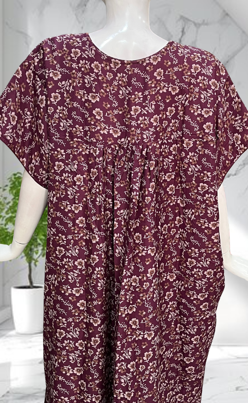 Purple Floral Spun Nighty. Flowy Spun Fabric | Laces and Frills