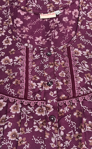 Purple Floral Spun Nighty. Flowy Spun Fabric | Laces and Frills
