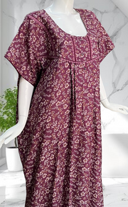 Purple Floral Spun Nighty. Flowy Spun Fabric | Laces and Frills