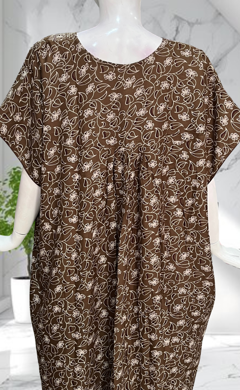 Brown Garden Spun Nighty. Flowy Spun Fabric | Laces and Frills