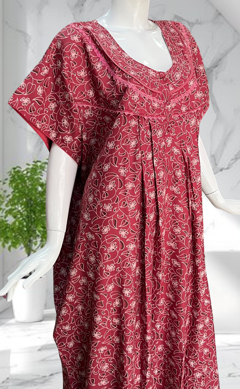 Pink Garden Spun Nighty. Flowy Spun Fabric | Laces and Frills