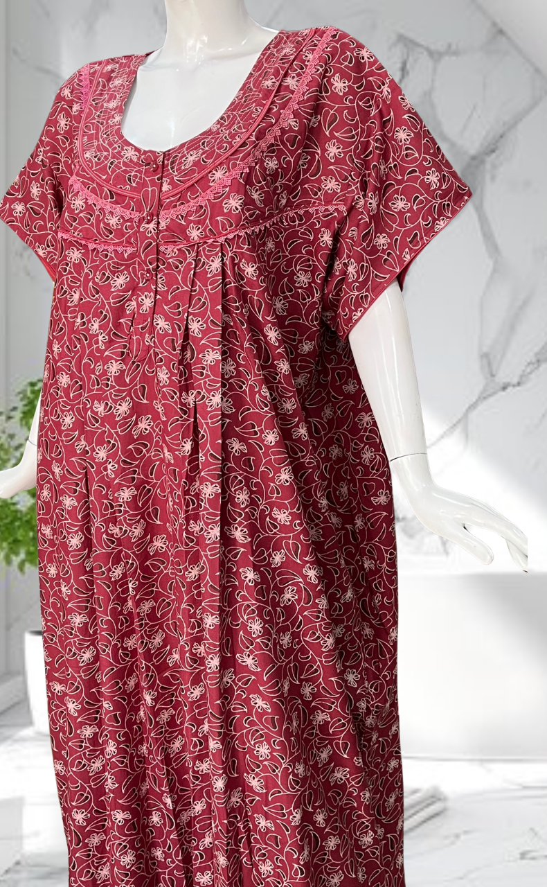 Pink Garden Spun Nighty. Flowy Spun Fabric | Laces and Frills