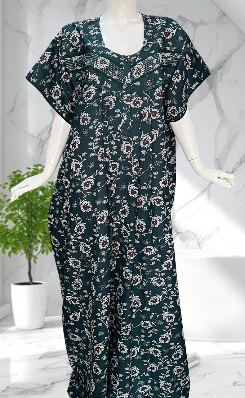 Dark Teal Garden Spun Nighty. Flowy Spun Fabric | Laces and Frills