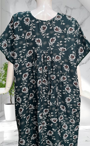 Dark Teal Garden Spun Nighty. Flowy Spun Fabric | Laces and Frills