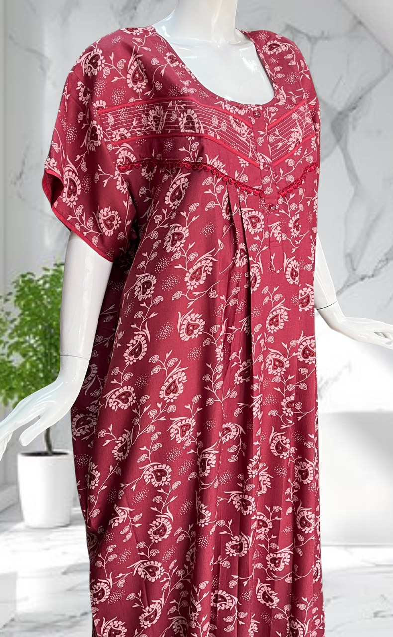 Pink Garden Spun Nighty. Flowy Spun Fabric | Laces and Frills