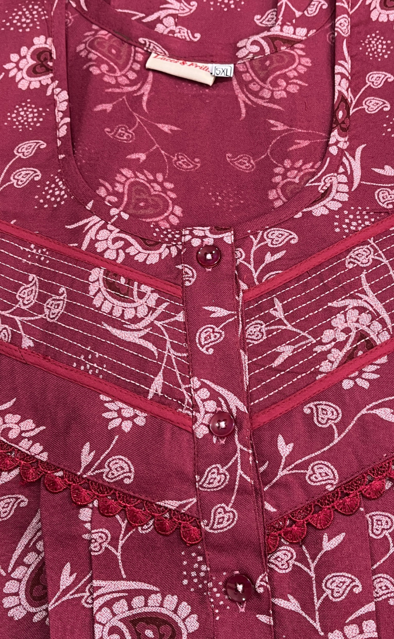 Pink Garden Spun Nighty. Flowy Spun Fabric | Laces and Frills