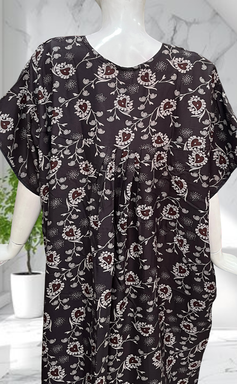 Brown Garden Spun Nighty. Flowy Spun Fabric | Laces and Frills