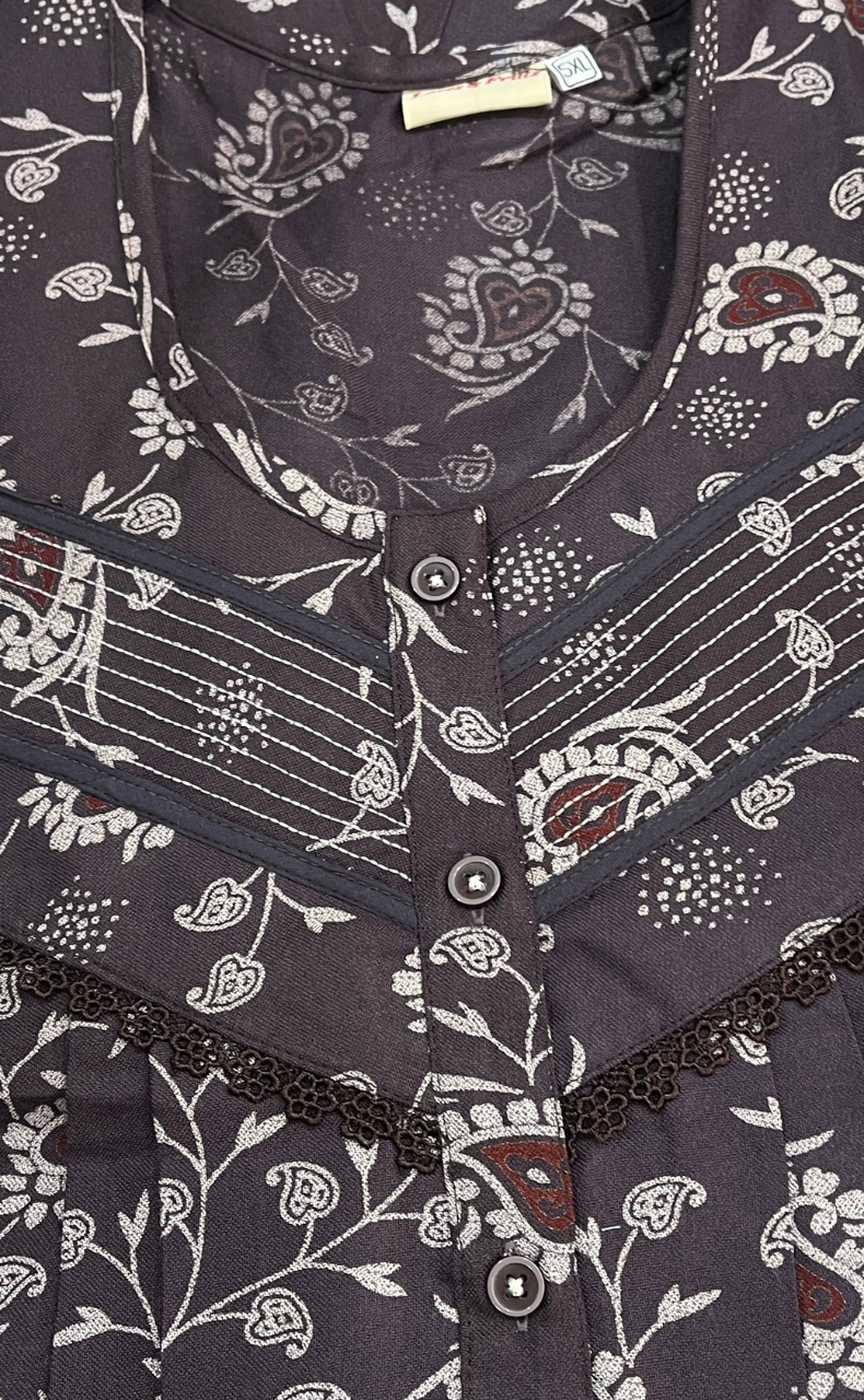 Brown Garden Spun Nighty. Flowy Spun Fabric | Laces and Frills