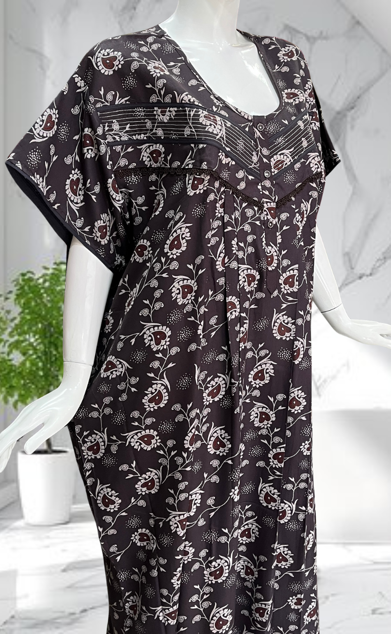 Brown Garden Spun Nighty. Flowy Spun Fabric | Laces and Frills