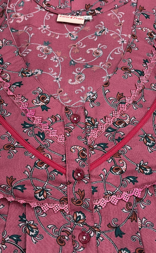 Pink Garden Spun Nighty. Flowy Spun Fabric | Laces and Frills