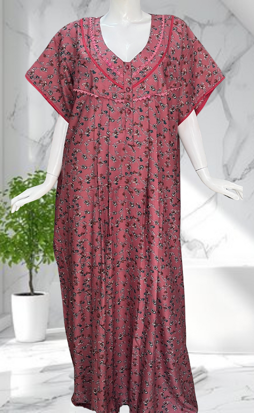 Pink Garden Spun Nighty. Flowy Spun Fabric | Laces and Frills