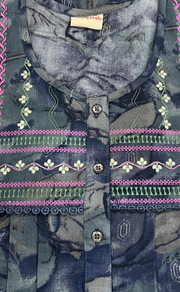 Blue Abstract Spun Nighty. Flowy Spun Fabric | Laces and Frills