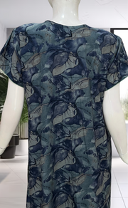 Blue Abstract Spun Nighty. Flowy Spun Fabric | Laces and Frills