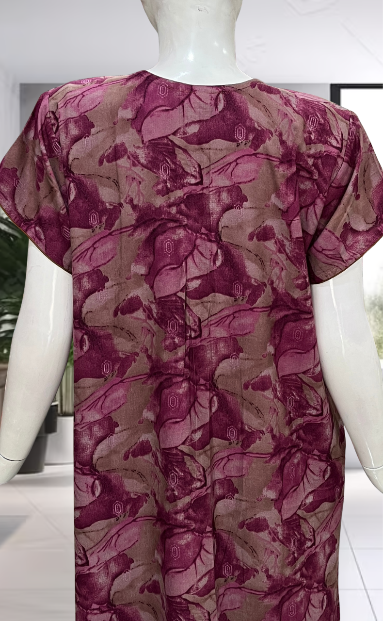 Pink Abstract Spun Nighty. Flowy Spun Fabric | Laces and Frills