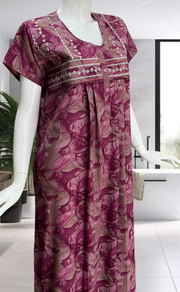 Pink Abstract Spun Nighty. Flowy Spun Fabric | Laces and Frills