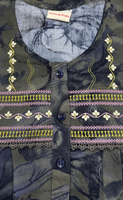 Green Abstract Spun Nighty. Flowy Spun Fabric | Laces and Frills