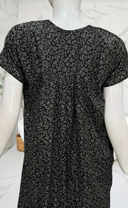 Black Garden Soft Cotton Nighty. Soft Breathable Fabric | Laces and Frills