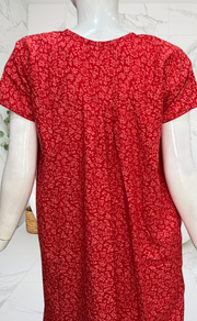 Red Garden Soft Cotton Nighty. Soft Breathable Fabric | Laces and Frills