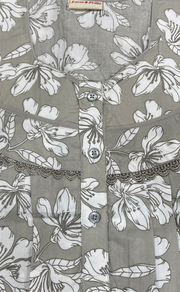 Beige Floral Soft Cotton Nighty. Soft Breathable Fabric | Laces and Frills