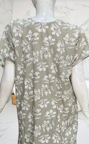 Beige Floral Soft Cotton Nighty. Soft Breathable Fabric | Laces and Frills