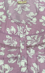 Lavender Floral Soft Cotton Nighty. Soft Breathable Fabric | Laces and Frills