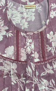 English Pink Floral Soft Cotton Nighty. Soft Breathable Fabric | Laces and Frills