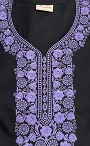 Black Embroidery Spun Nighty. Flowy Spun Fabric | Laces and Frills