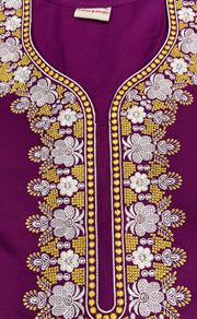 Purple Embroidery Spun Nighty. Flowy Spun Fabric | Laces and Frills