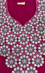 Pink Embroidery Soft Cotton Nighty. Soft Breathable Fabric | Laces and Frills