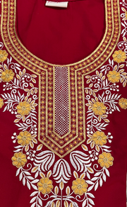 Red Embroidery Soft Cotton Nighty. Soft Breathable Fabric | Laces and Frills