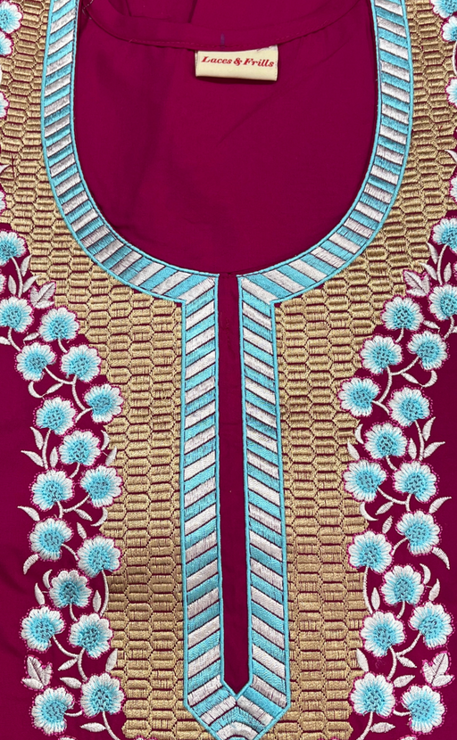 Pink Embroidery Soft Cotton Nighty. Soft Breathable Fabric | Laces and Frills - Laces and Frills