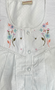 White Floral Boutique Cotton Nighty . Pure Durable Cotton | Laces and Frills