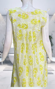 Lime Green Floral Pure Cotton Sleeveless Nighty. Pure Durable Cotton | Laces and Frills