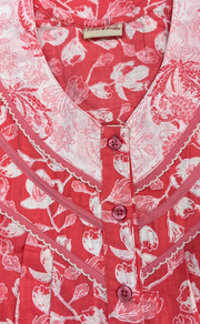 Peach Floral Pure Cotton Sleeveless Nighty. Pure Durable Cotton | Laces and Frills