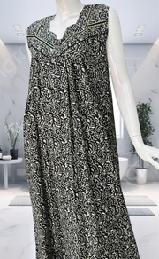 Black Garden Pure Cotton Sleeveless Nighty. Pure Durable Cotton | Laces and Frills