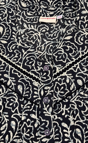 Black Garden Pure Cotton Sleeveless Nighty. Pure Durable Cotton | Laces and Frills