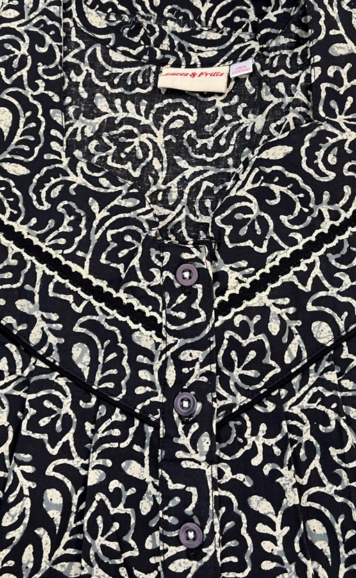 Black Garden Pure Cotton Sleeveless Nighty. Pure Durable Cotton | Laces and Frills