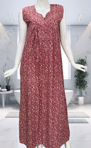 Pink Garden Pure Cotton Sleeveless Nighty. Pure Durable Cotton | Laces and Frills