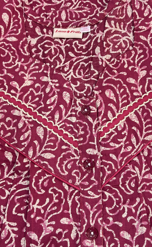 Pink Garden Pure Cotton Sleeveless Nighty. Pure Durable Cotton | Laces and Frills