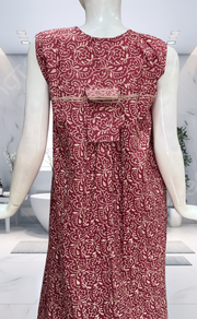 Pink Garden Pure Cotton Sleeveless Nighty. Pure Durable Cotton | Laces and Frills