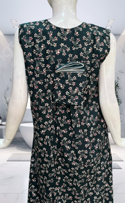 Bottle Green Garden Pure Cotton Sleeveless Nighty. Pure Durable Cotton | Laces and Frills