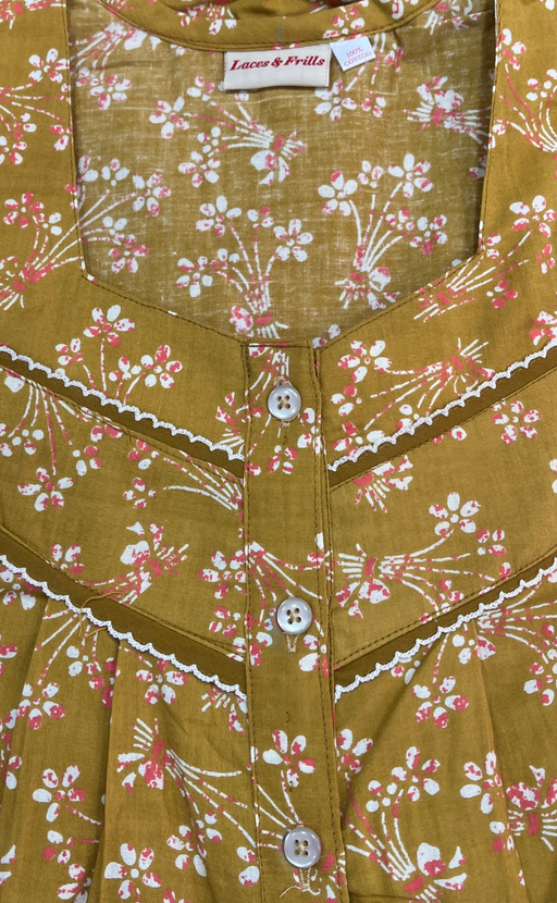 Mustard Garden Pure Cotton Sleeveless Nighty. Pure Durable Cotton | Laces and Frills