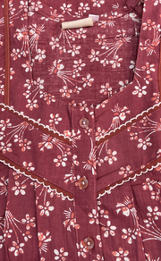 English Pink Garden Pure Cotton Sleeveless Nighty. Pure Durable Cotton | Laces and Frills