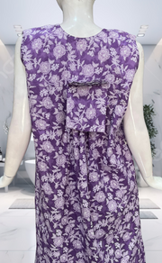 Lavender Garden Pure Cotton Sleeveless Nighty. Pure Durable Cotton | Laces and Frills