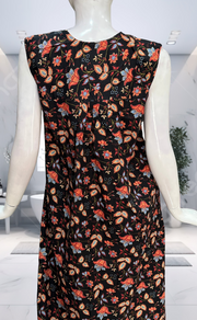 Black Garden Pure Cotton Sleeveless Nighty. Pure Durable Cotton | Laces and Frills